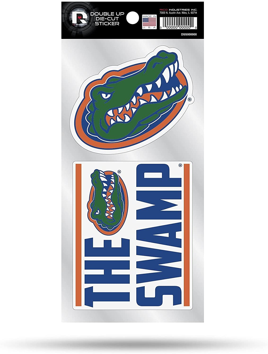 University of Florida Gators 2-Piece Double Up Die Cut Sticker Decal Sheet, 4x8 Inch by Fielders Choice