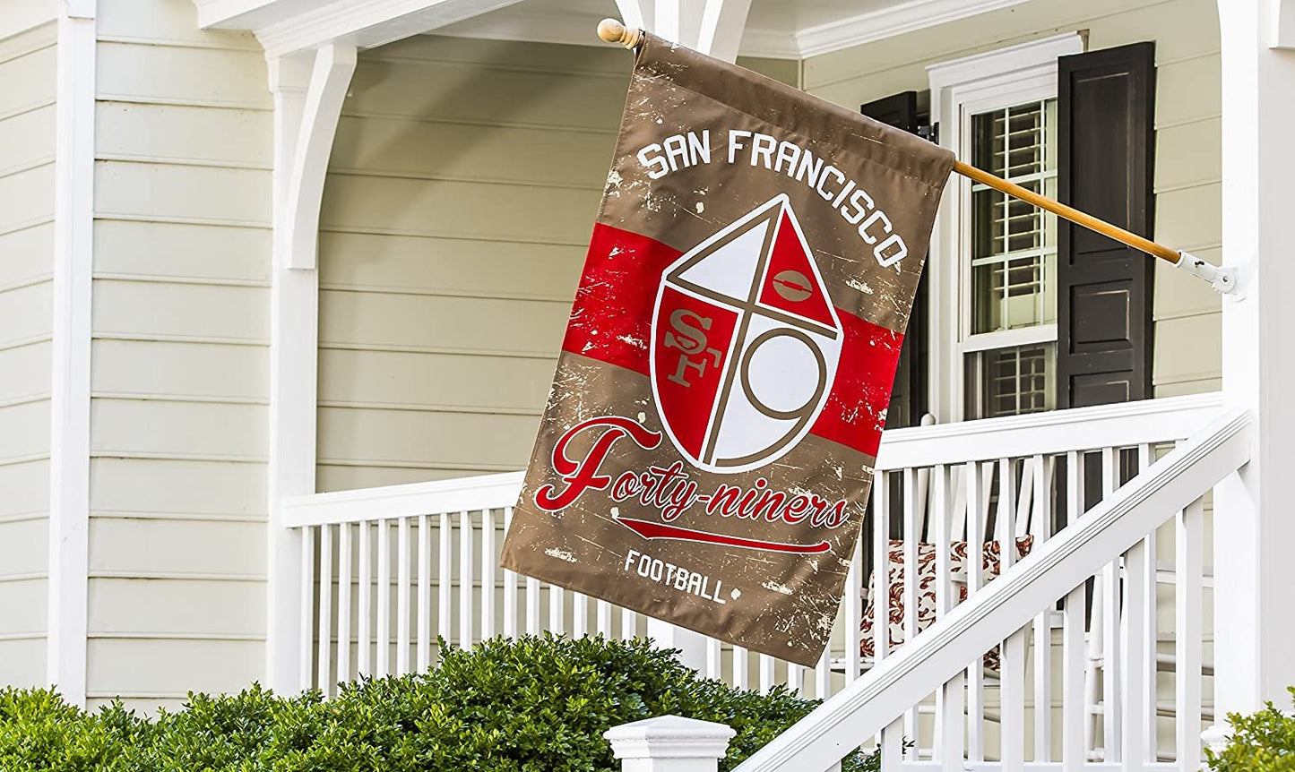 San Francisco 49ers Premium House Flag Banner, Double Sided, Retro Vintage Style, Linen, 28x44 Inch by Fielders Choice
