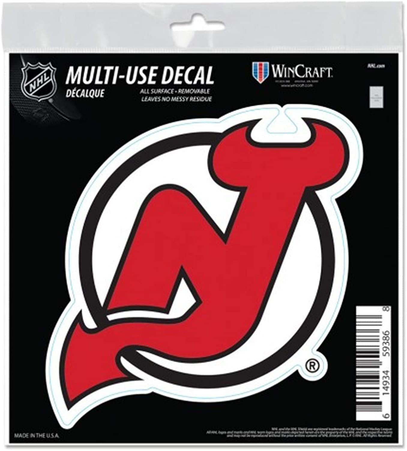 New Jersey Devils 6 Inch Decal Sticker, Flat Vinyl, Die Cut, Primary Design, Full Adhesive Backing by Fielders Choice