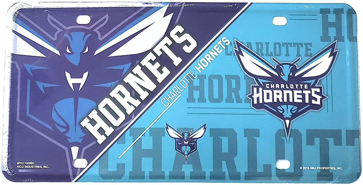 Charlotte Hornets Metal Auto Tag License Plate, Split Design, 6x12 Inch by Fielders Choice