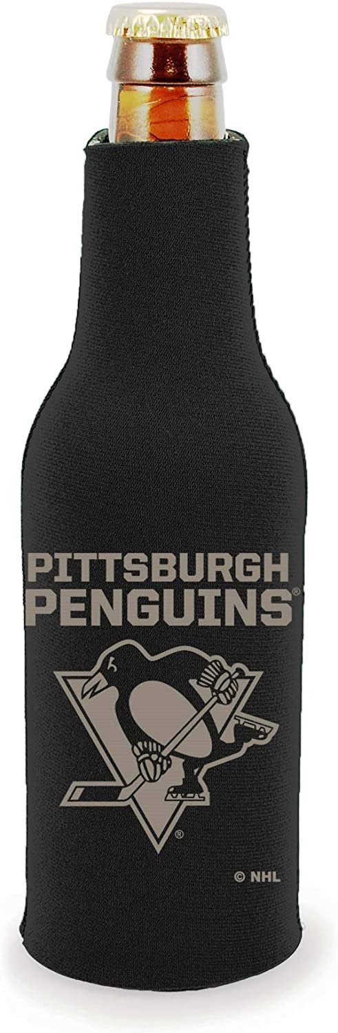 Pittsburgh Penguins 2-Pack Tonal Black Design Zipper Bottle Neoprene Beverage Insulator Holder Hockey by Fielders Choice