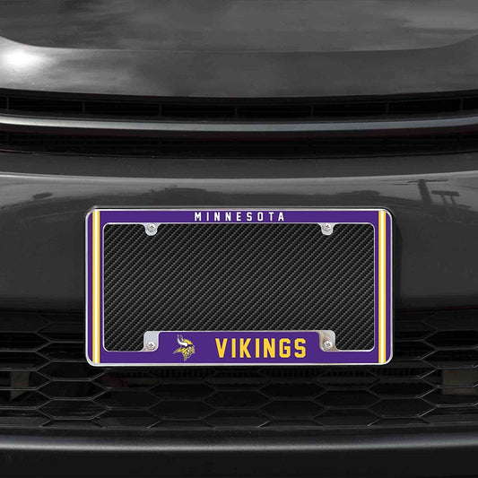 Minnesota Vikings Metal License Plate Frame Chrome Tag Cover Alternate Design 6x12 Inch by Fielders Choice