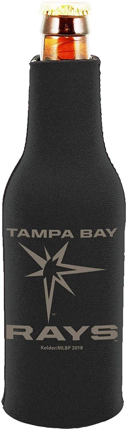 Tampa Bay Rays 2-Pack Tonal Black Design Zipper Bottle Neoprene Beverage Insulator Holder Baseball by Fielders Choice