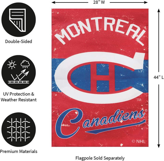 Montreal Canadiens Premium Linen Banner Flag Double Sided 28x44 Inch Vintage Logo Design Outdoor by Fielders Choice