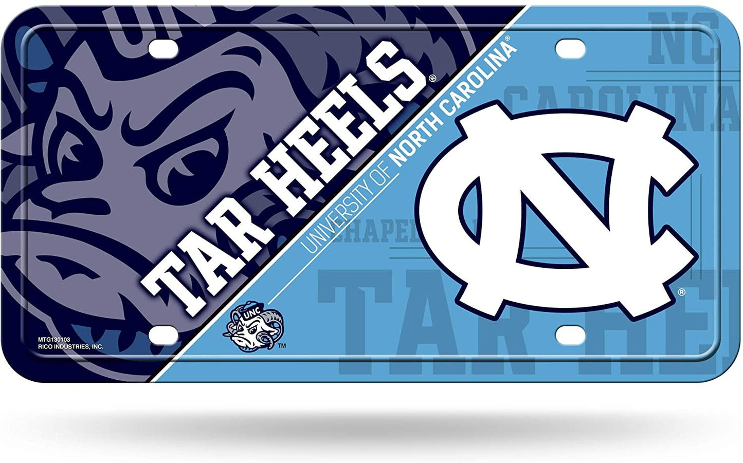 University of North Carolina Tar Heels Metal Auto Tag License Plate, Split Design, 6x12 Inch by Fielders Choice