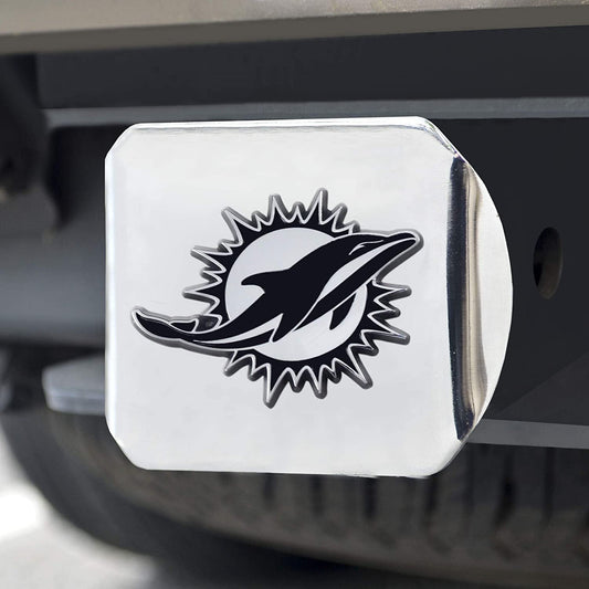 Miami Dolphins Hitch Cover Solid Metal with Raised Chrome Metal Emblem 2" Square Type III by Fielders Choice