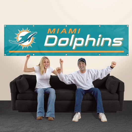 Miami Dolphins Giant 8x2 Feet Banner Flag Applique Embroidered by Fielders Choice