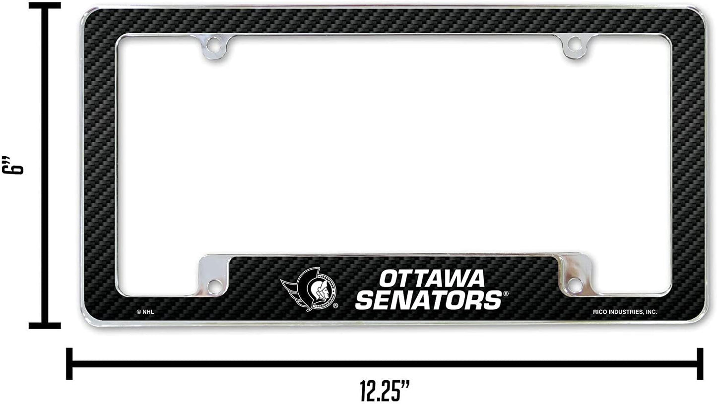 Ottawa Senators Metal License Plate Frame Chrome Tag Cover Carbon Fiber Design 6x12 Inch by Fielders Choice