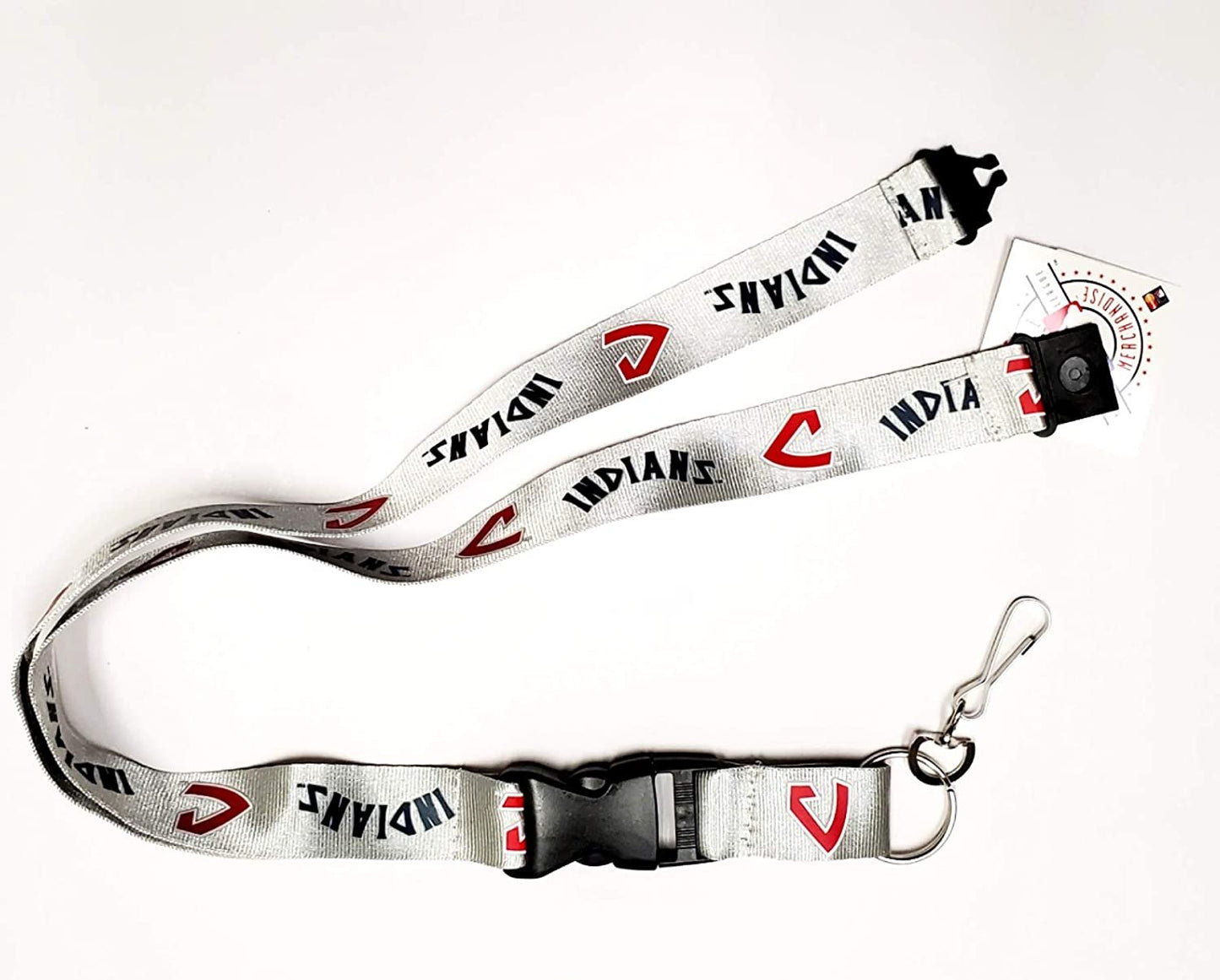 Cleveland Indians Guardians Gray Cooperstown Retro Logo Lanyard Keychain Double Sided Breakaway Safety Design Adult 18 Inch by Fielders Choice