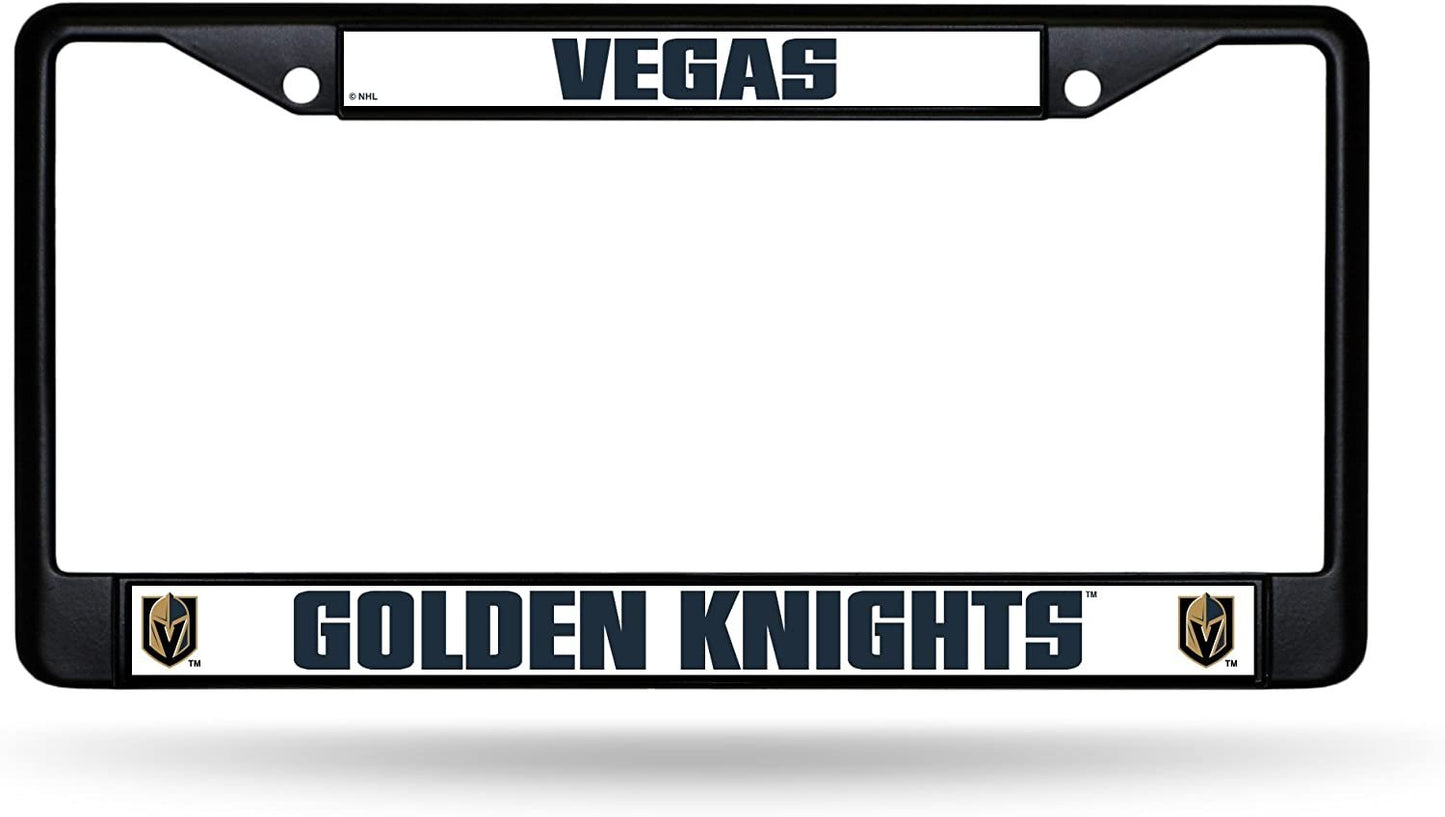 Vegas Golden Knights Black Metal License Plate Frame Chrome Tag Cover 6x12 Inch by Fielders Choice