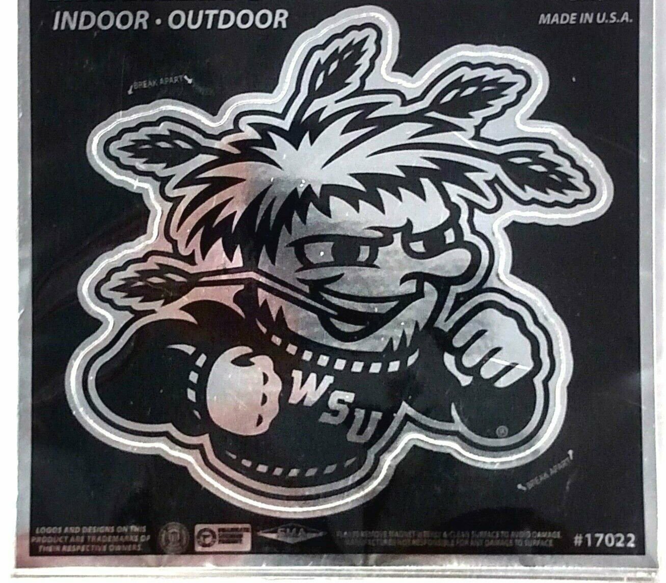 Wichita State University Shockers 6 Inch Metallic Decal Sticker Adhesive Backing by Fielders Choice