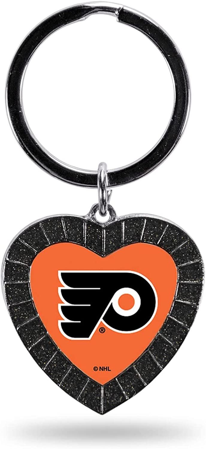 Flyers Keychain Rhinestone Heart Decal Emblem Team Color Hockey by Fielders Choice