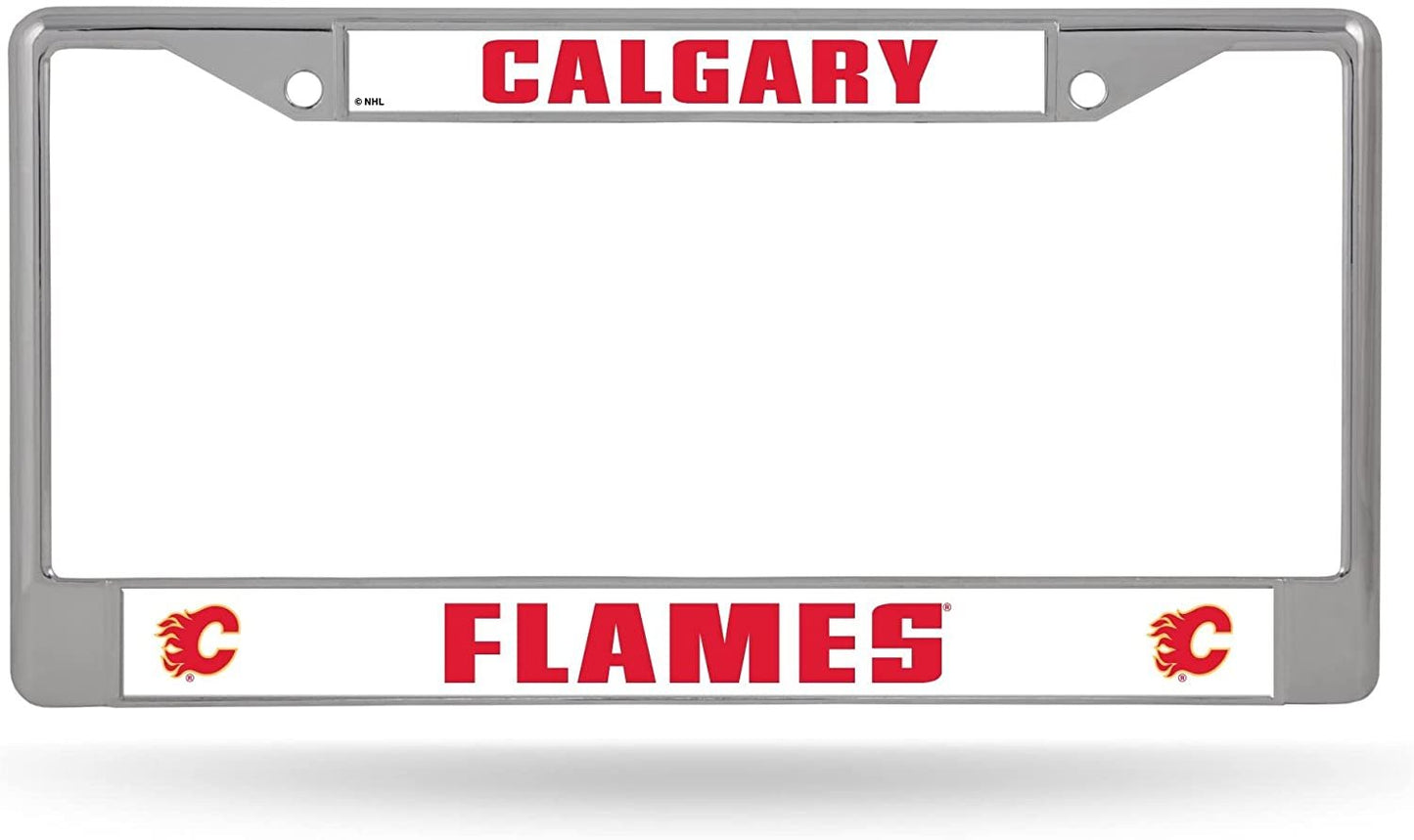 Calgary Flames Chrome License Plate Frame Metal Tag Cover, 6 x12 Inches by Fielders Choice