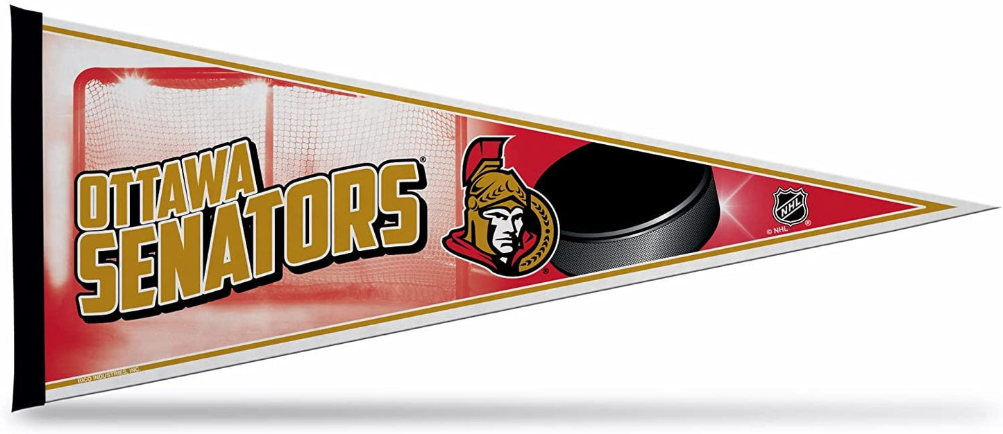 Ottawa Senators Soft Felt Pennant, Puck Design, 12x30 Inch, Easy To Hang by Fielders Choice