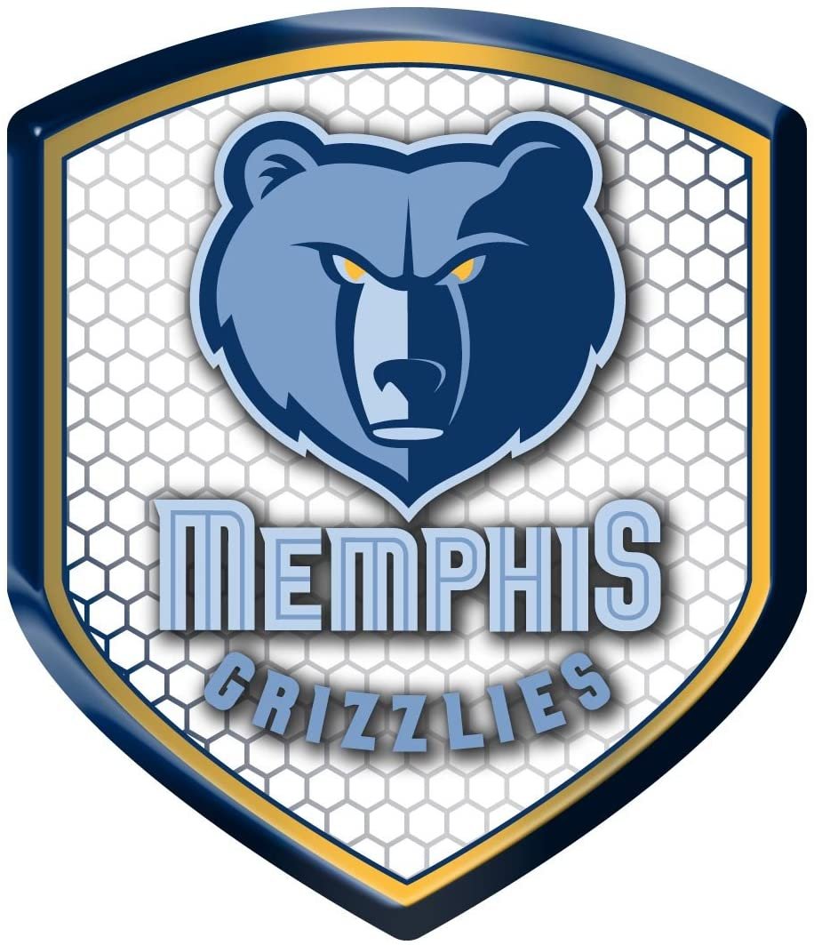 Memphis Grizzlies High Intensity Reflector, Shield Shape, Raised Decal Sticker, 2.5x3.5 Inch, Home or Auto, Full Adhesive Backing by Fielders Choice