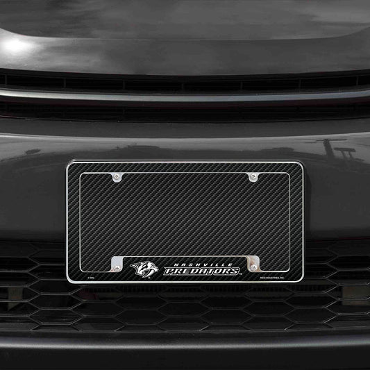 Nashville Predators Metal License Plate Frame Chrome Tag Cover Carbon Fiber Design 6x12 Inch by Fielders Choice