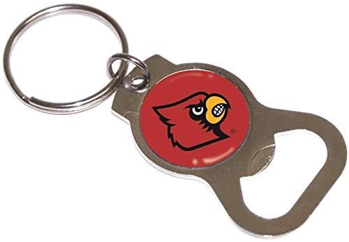 University of Louisville Cardinals Premium Solid Metal Bottle Opener Keychain, Silver Key Ring, Team Logo by Fielders Choice