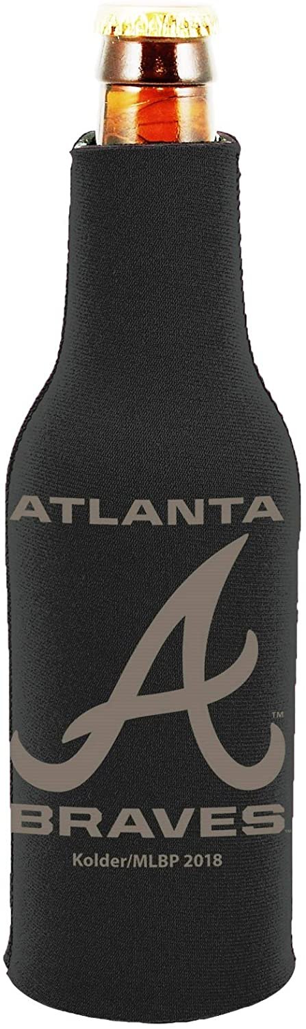 Atlanta Braves 2-Pack Tonal Black Design Zipper Bottle Neoprene Beverage Insulator Holder Baseball by Fielders Choice