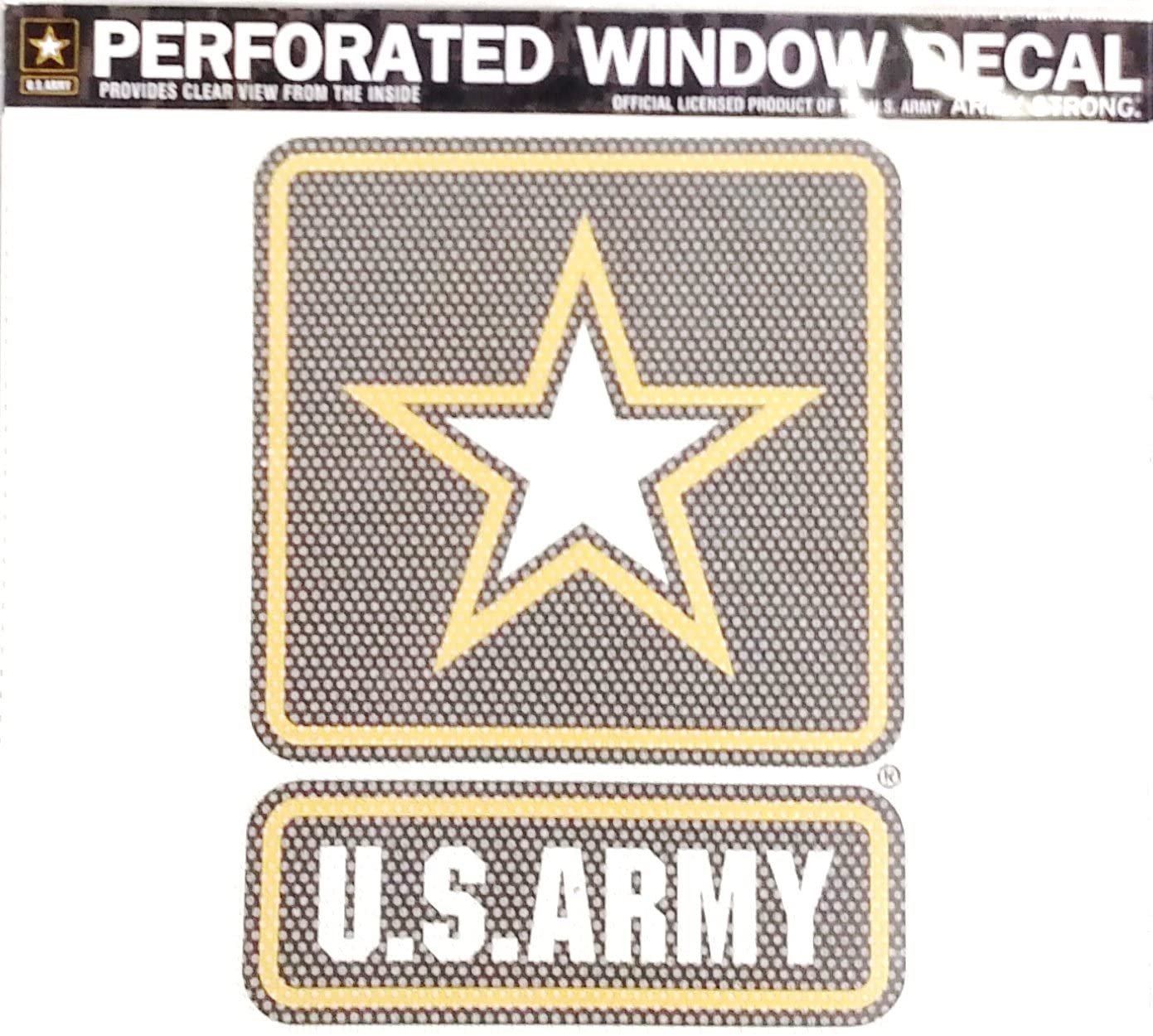United States Army Military 8 Inch Preforated Window Film Decal Sticker, One-Way Vision, Adhesive Backing by Fielders Choice