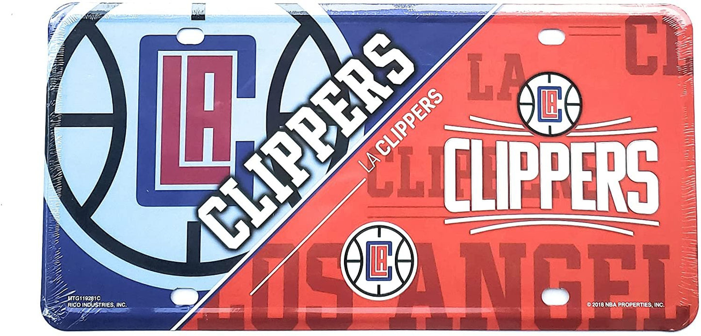 Los Angeles Clippers Metal Auto Tag License Plate, Split Design, 6x12 Inch by Fielders Choice
