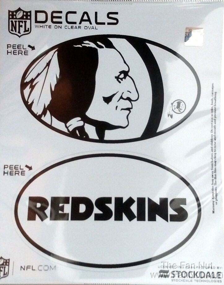 Washington Redskins 2-Piece White and Clear Euro Decal Sticker Set, 4x2.5 Inch Each, Commanders by Fielders Choice