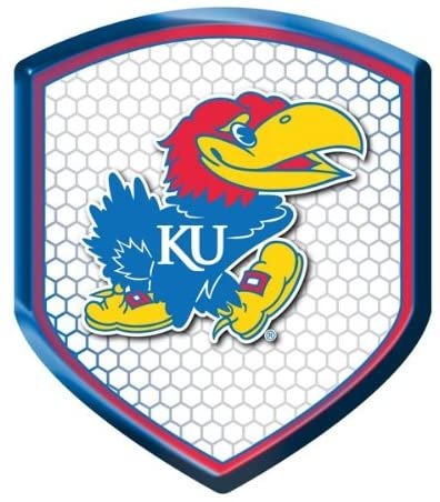 University of Kansas Jayhawks High Intensity Reflector, Shield Shape, Raised Decal Sticker, 2.5x3.5 Inch, Home or Auto, Full Adhesive Backing by Fielders Choice