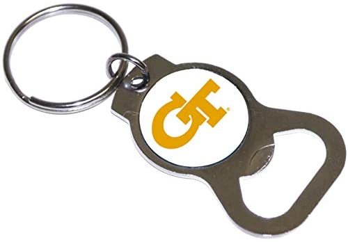 Georgia Tech Yellow Jackets Premium Solid Metal Bottle Opener Keychain, Silver Key Ring, Team Logo by Fielders Choice