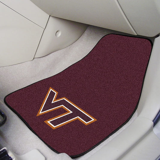 Virginia Tech University Hokies Front Floor Mats, Carpet Car Set, 18x27 Inch, Nylon, Set of 2 by Fielders Choice