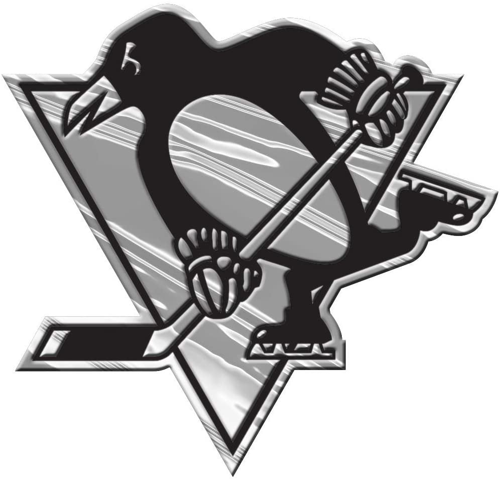 Pittsburgh Penguins Silver Chrome Color Auto Emblem Molded Raised Adhesive Tape Backing by Fielders Choice