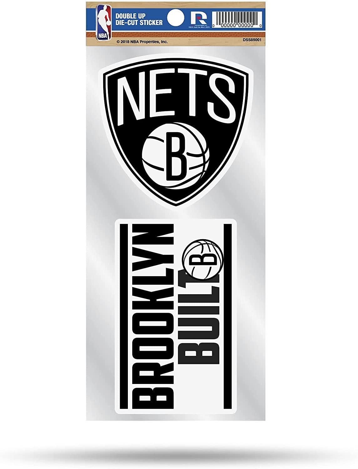 Brooklyn Nets 2-Piece Double Up Die Cut Sticker Decal Sheet, 4x8 Inch by Fielders Choice