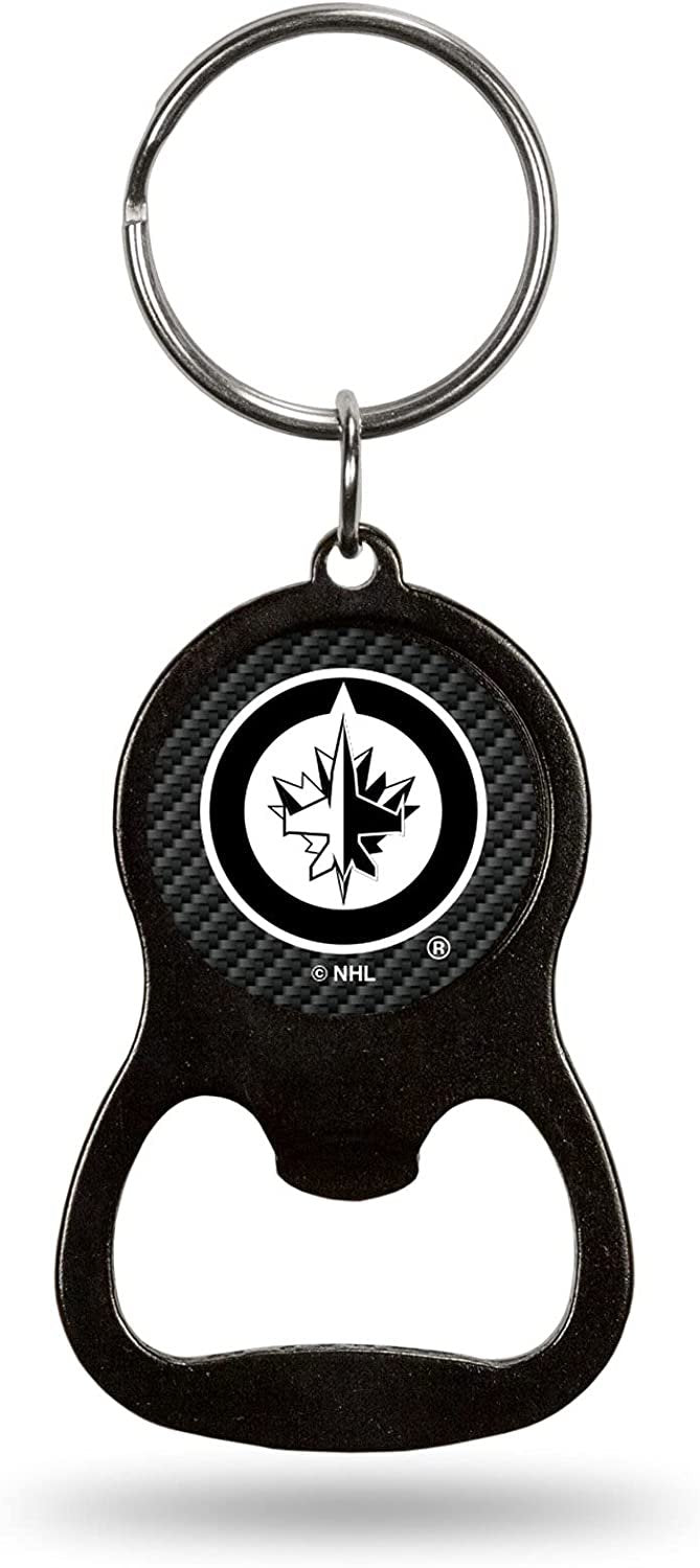 Winnipeg Jets Premium Solid Metal Keychain Bottle Opener, Carbon Fiber Design by Fielders Choice