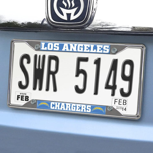 Los Angeles Chargers Metal License Plate Frame Chrome Tag Cover 6x12 Inch by Fielders Choice