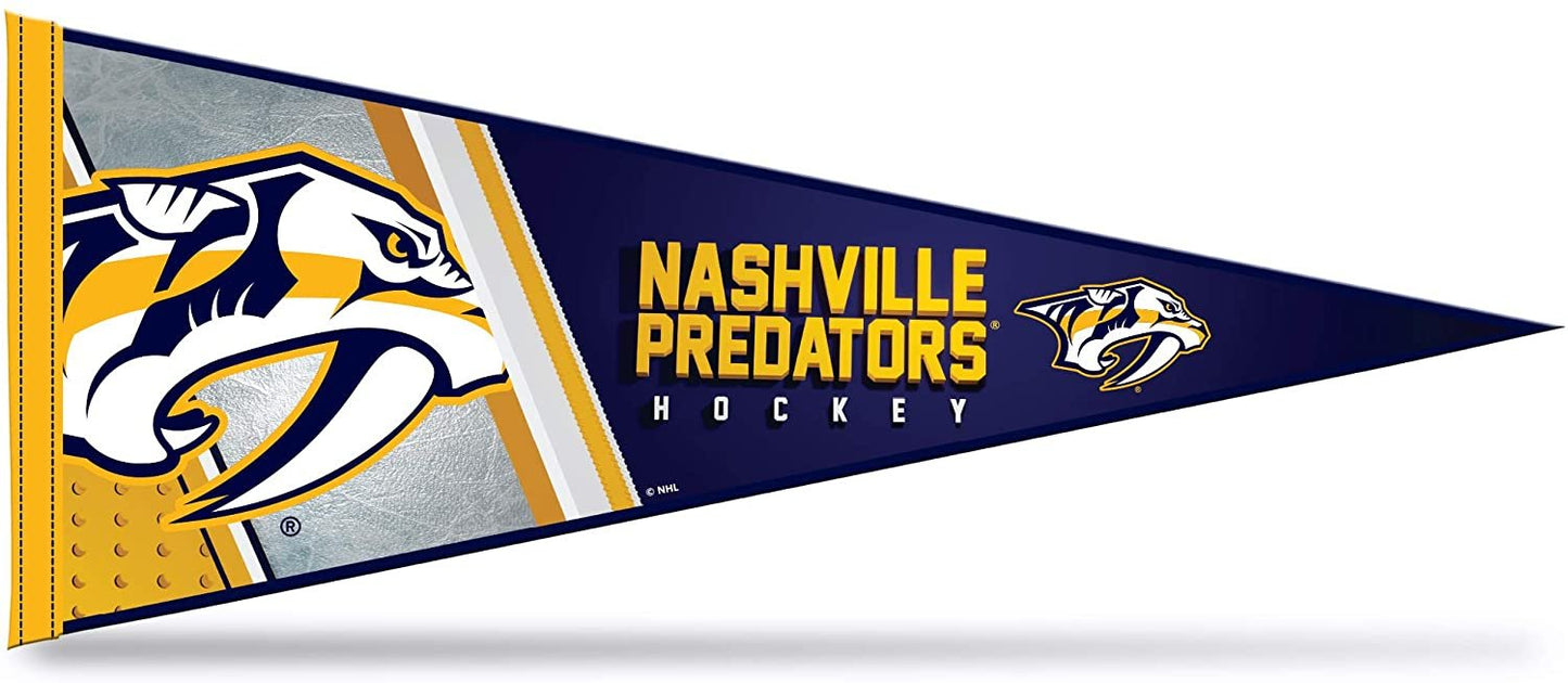 Nashville Predators Soft Felt Pennant, Primary Design, 12x30 Inch, Easy To Hang by Fielders Choice