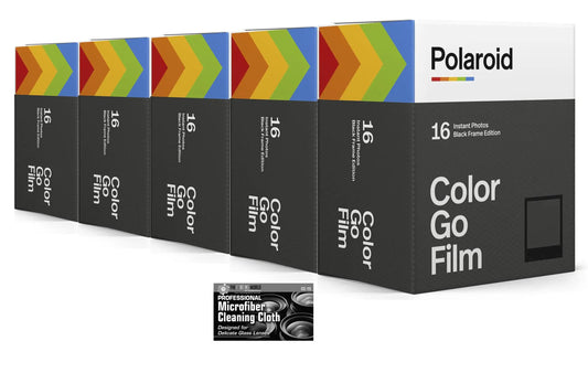 Polaroid Originals Go Instant Color Film Black Frame for The Polaroid GO Camera - 5 Double Packs with Cloth (80 Photos) by Anti Spier