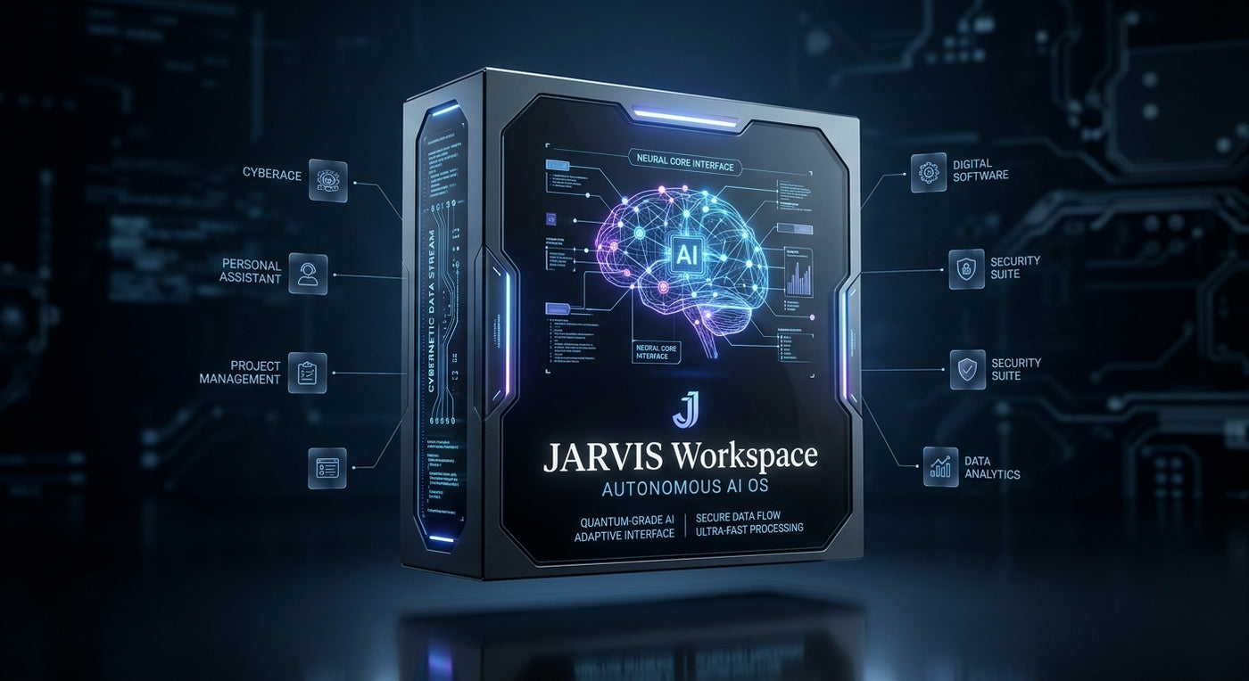 Jarvis AI assistant on a desktop workspace