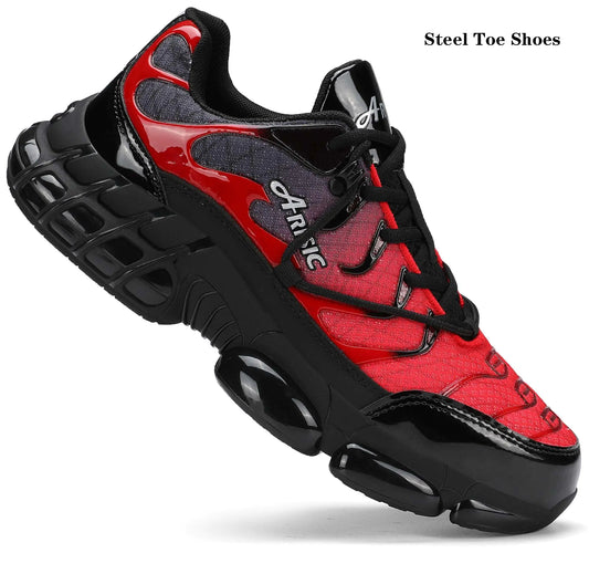 Steel Toe Shoes for Men Indestructible Work Shoes Lightweight Steel Toe Sneakers Women Non Slip Safety Shoes Puncture Proof Composite Toe Shoes Women 11 Women/9.5 Men Red by Anti Spier