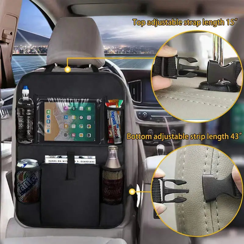Car Seatback Organizer with Cup Holder - Travel Accessory by Anti Spier