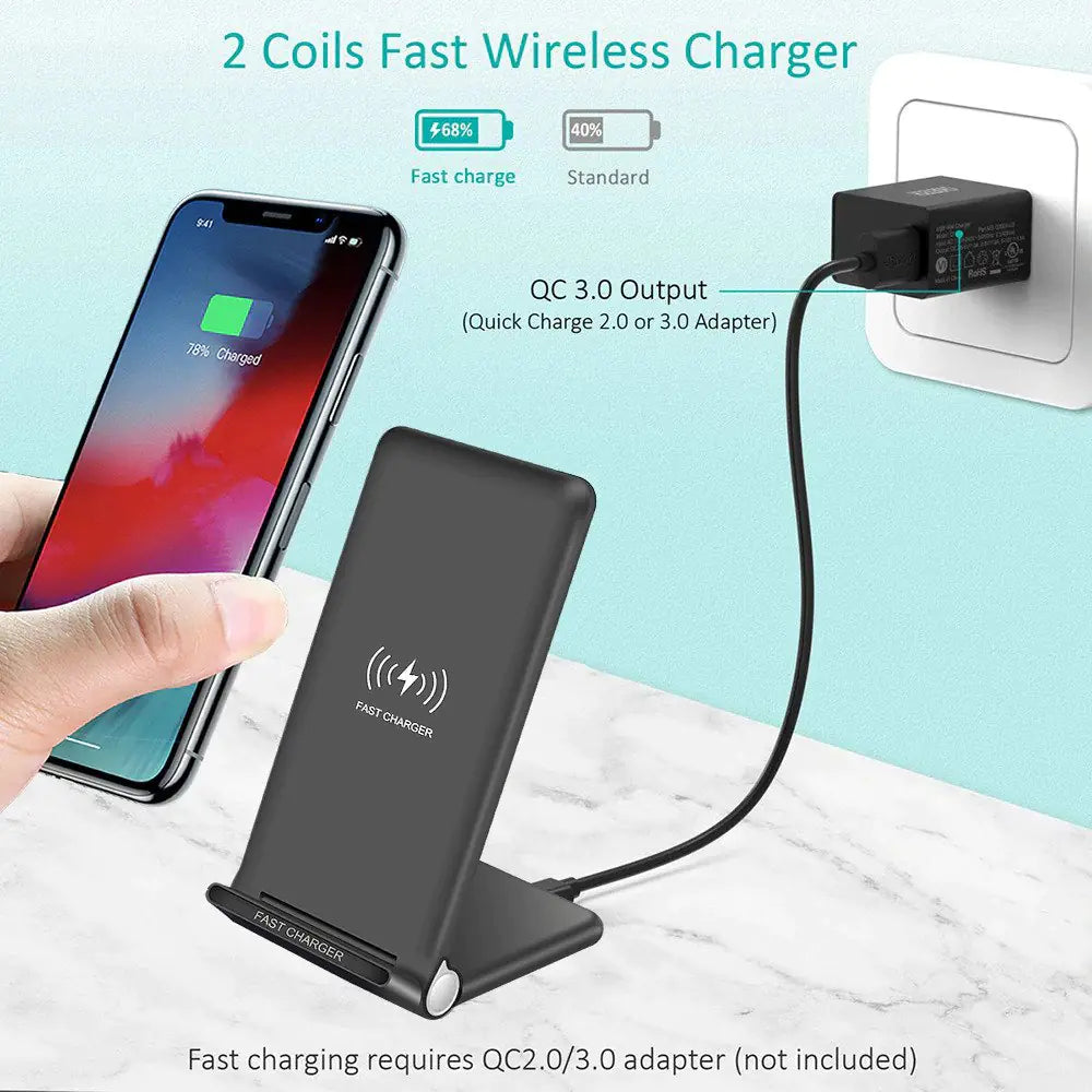 15W FAST WIRELESS CHARGER WITH STAND QUICK CHARGE by Anti Spier