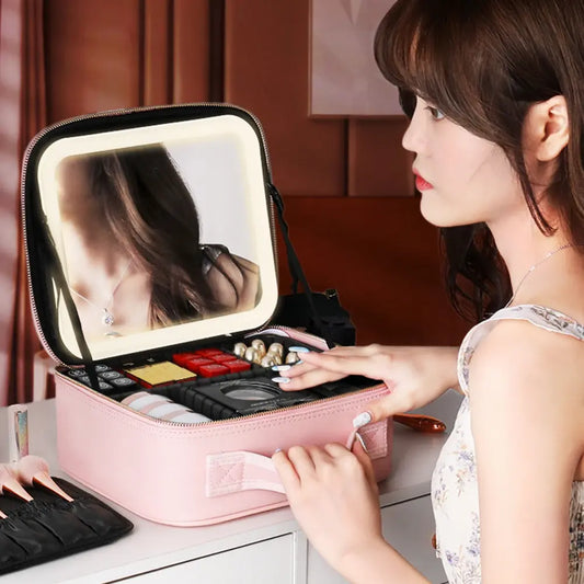 Smart LED Cosmetic Case with Mirror by Anti Spier
