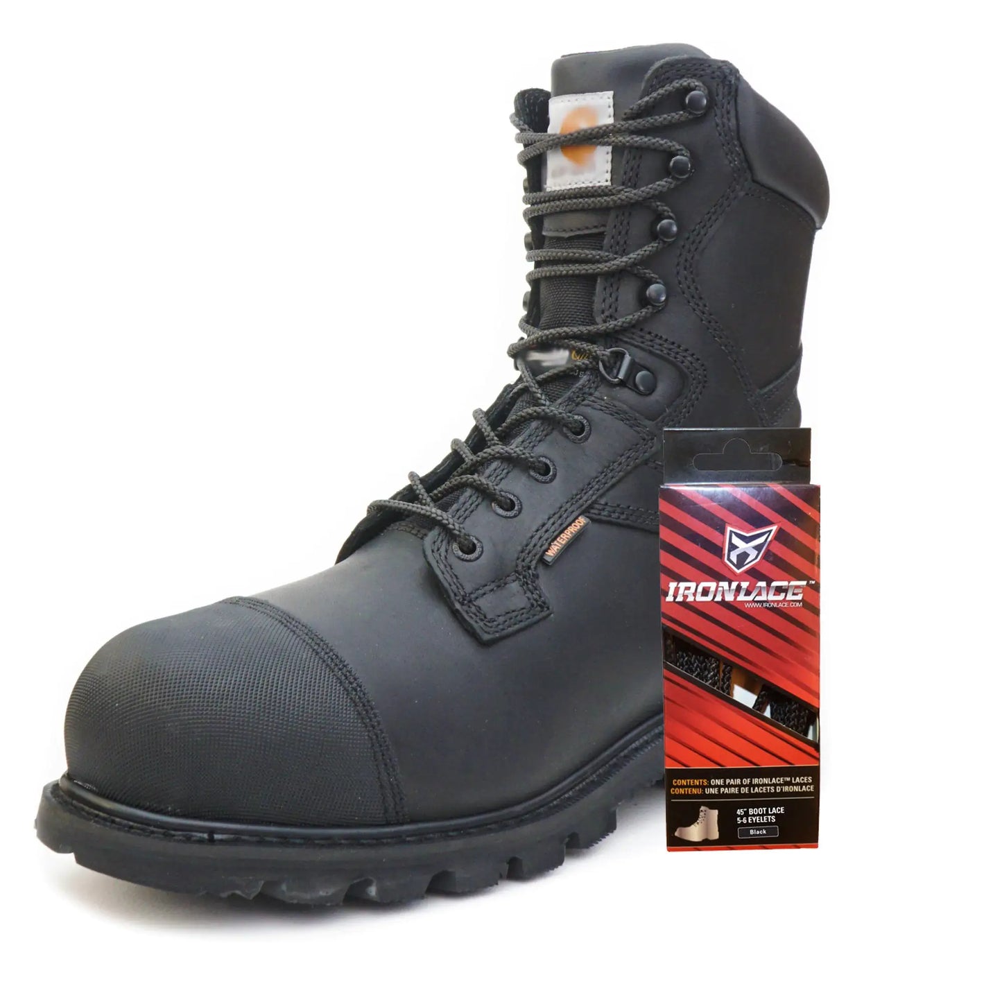IRONLACE Unbreakable Round Bootlaces - Indestructible, Waterproof & Fire Resistant Boot & Shoe Laces 96-Inch Black by Anti Spier