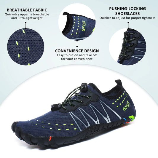 ziitop Water Shoes for Men Women Beach Barefoot Swim Rock Climbing Pool Shoes Socks, Anti-Slip Breathable Quick Dry Lightweight Slip-on, Outdoor Sport Hiking Walking Boating Fishing Diving Surfing 10.5 Women/9.5 Men Blue by Anti Spier