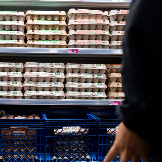 Egg cartons on a store shelf