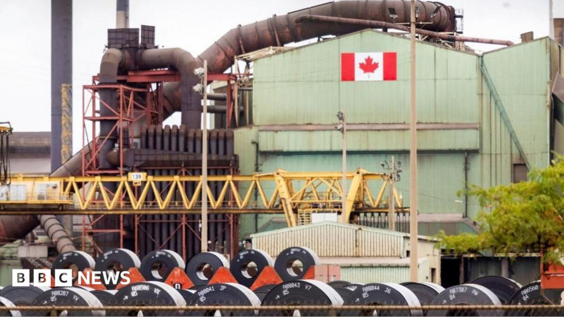 Bar chart showing Canadian tariff rates on U.S. imports, highlighting the 50% maximum level