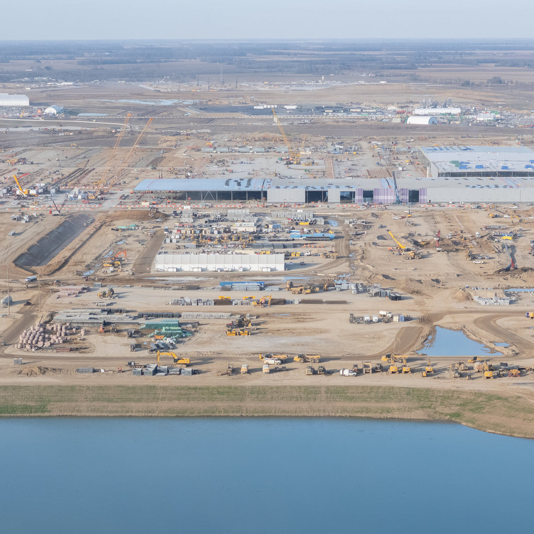 Aerial view of a large data center