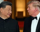 President Trump and Xi Jinping shaking hands on the White House tarmac during Xi's 2024 visit