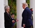 Donald Trump shaking hands with Taoiseach Micheál Martin at the Farmleigh estate in Dublin