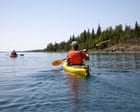 Map of Isle Royale showing terrain features and typical hiking routes