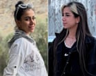 Portrait of Iranian twin activists Taraneh and Romina Rahimi behind prison bars