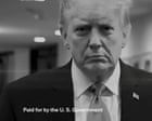 Screenshot of a White House television ad featuring Donald Trump with the caption 'Public Service Announcement'.