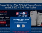 Screenshot of a fraudulent Facebook ad showing Tesco logo alongside a casino promotion